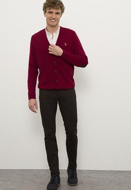 Erkek Bordo Basic Triko Hırka - 50224887045