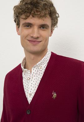 Erkek Bordo Basic Triko Hırka - 50224887045