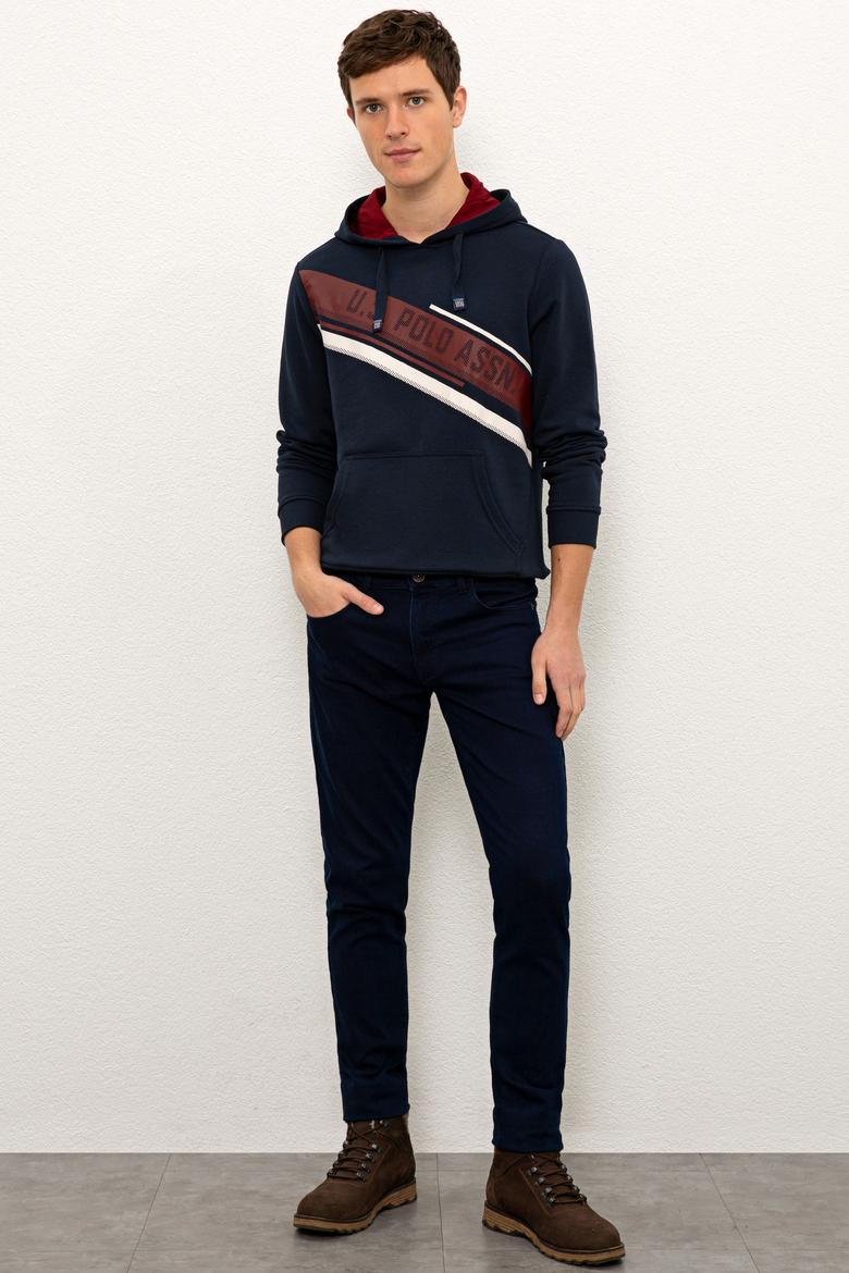 Erkek Lacivert Kapüşonlu Sweatshirt - 50225394017