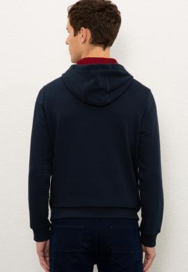 Erkek Lacivert Kapüşonlu Sweatshirt - 50225394017