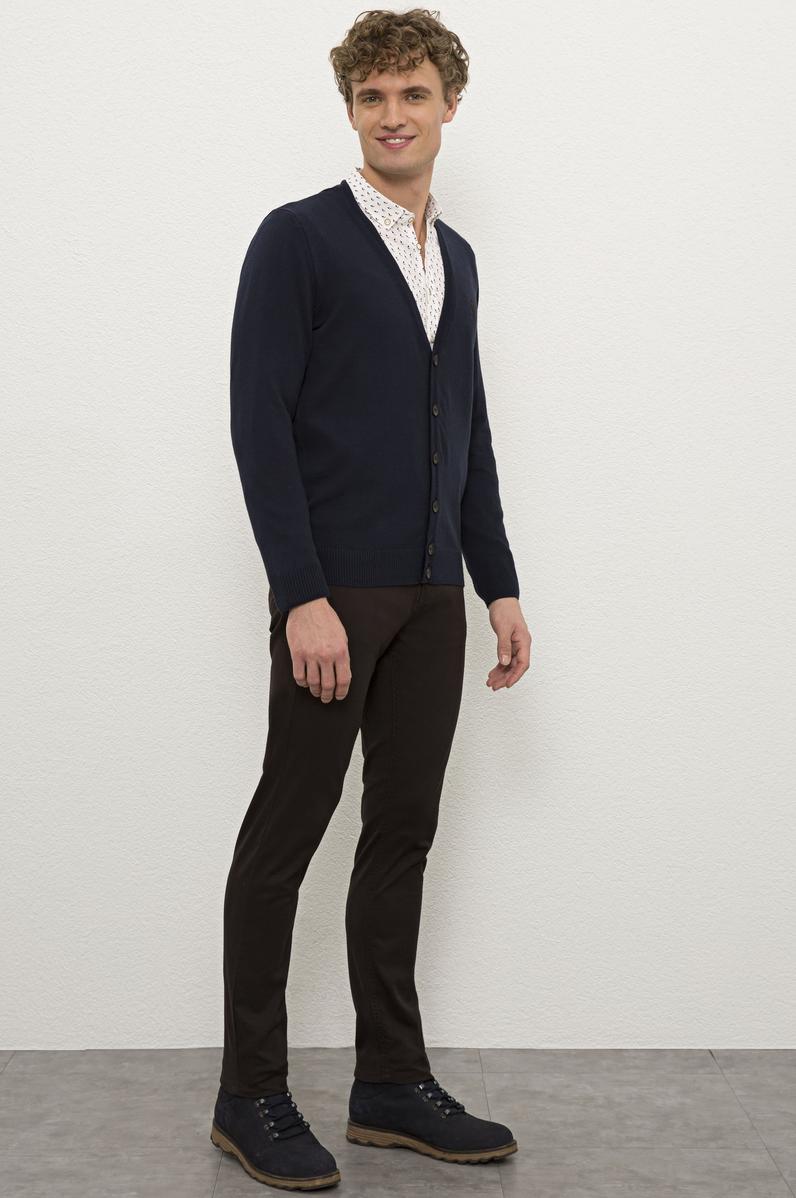 Erkek Koyu Kahverengi Kanvas Pantolon