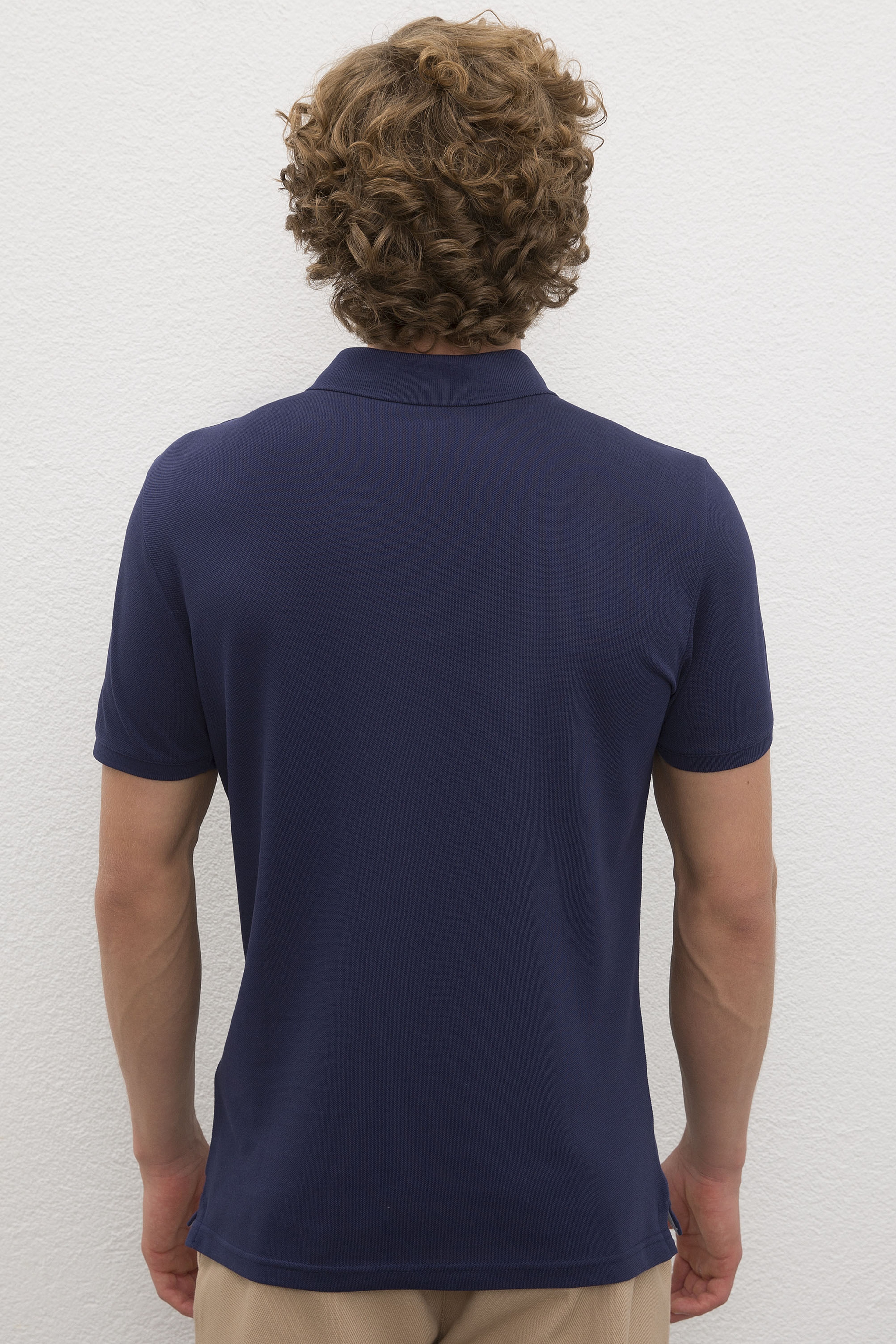 Erkek Lacivert Polo Yaka Basic T-Shirt