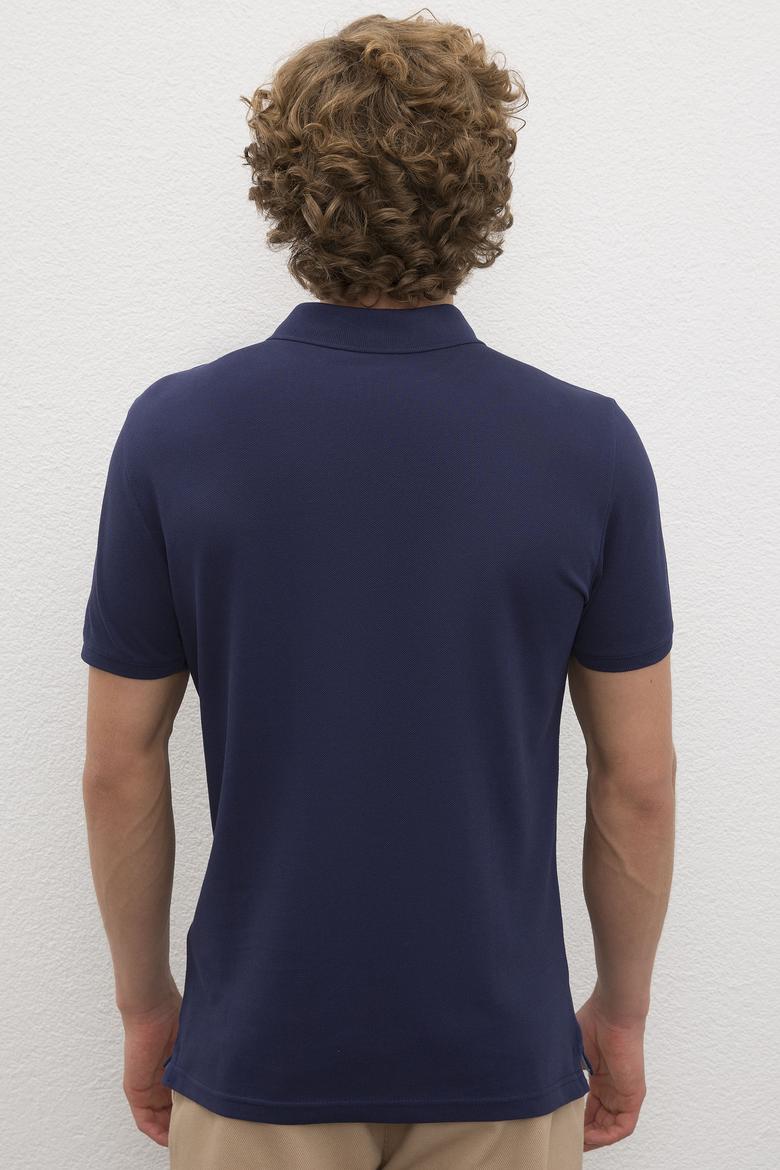 Erkek Lacivert Polo Yaka Basic T-Shirt - 50231513067