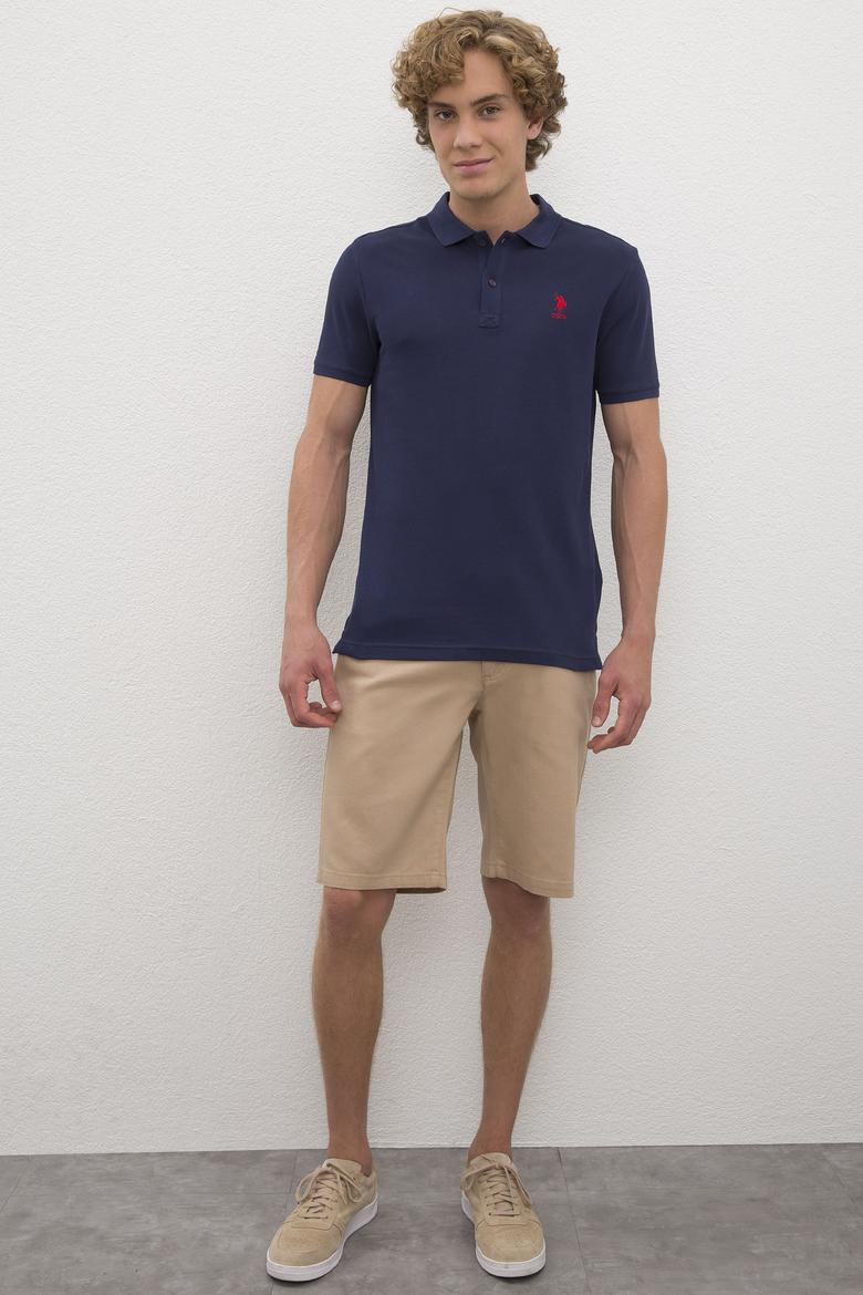 Erkek Lacivert Polo Yaka Basic T-Shirt - 50231513067
