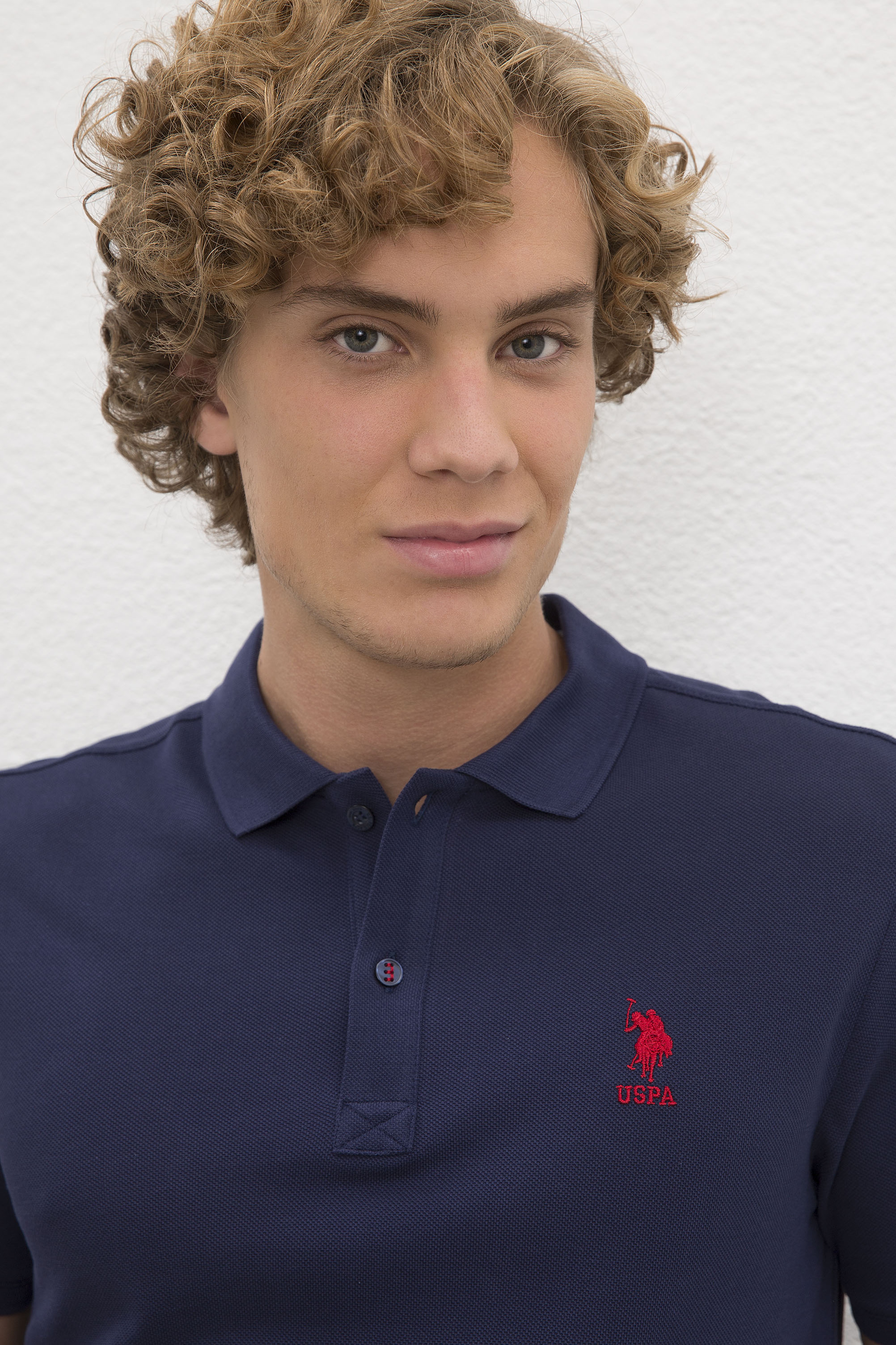 Erkek Lacivert Polo Yaka Basic T-Shirt - Image 2