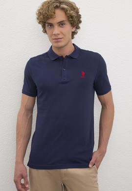 Erkek Lacivert Polo Yaka Basic T-Shirt - 50231513067