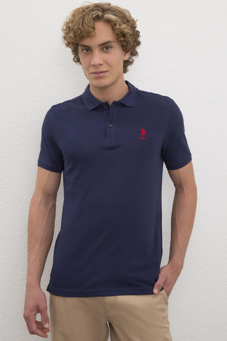 Erkek Lacivert Polo Yaka Basic T-Shirt