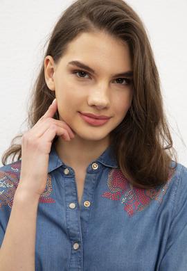 Kadın Mavi Denim Gömlek - 50201651004