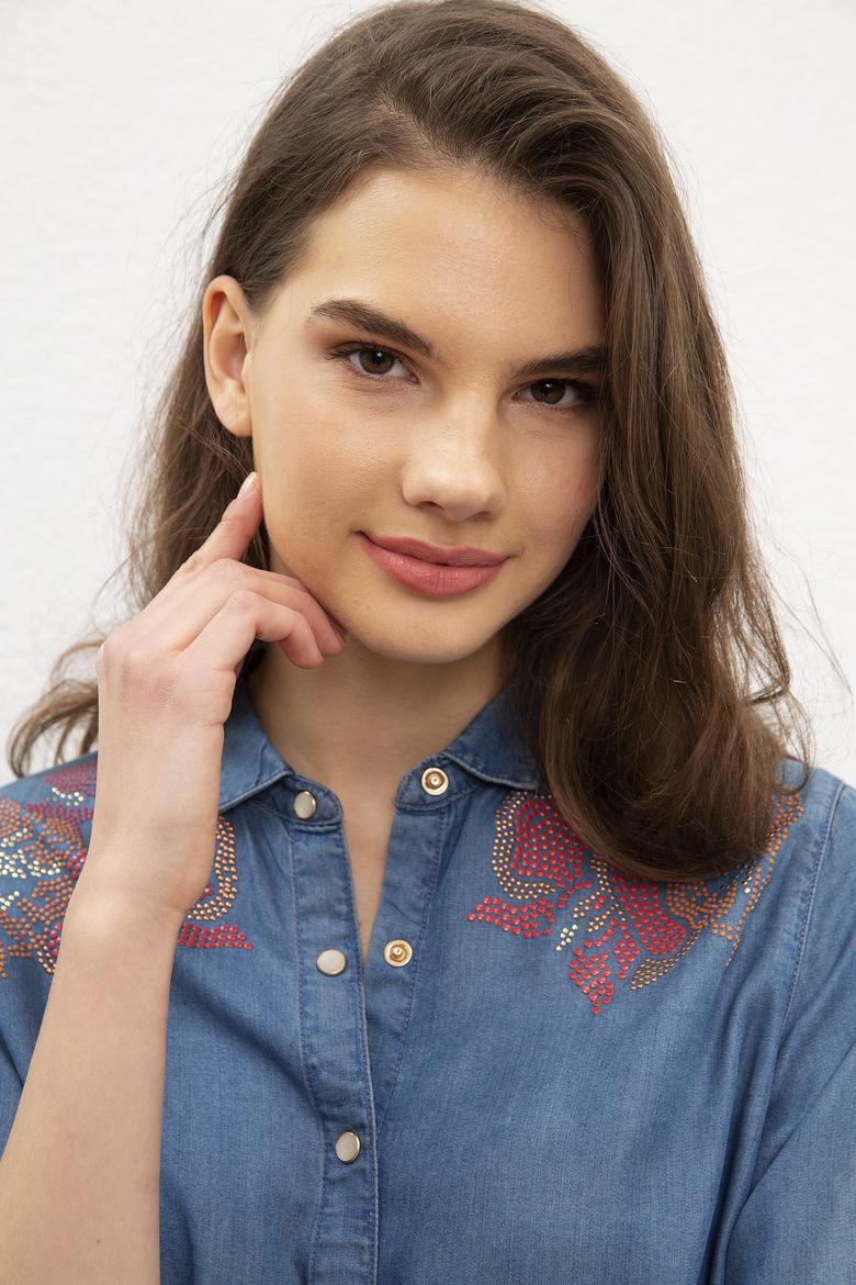 Kadın Mavi Denim Gömlek - 50201651004