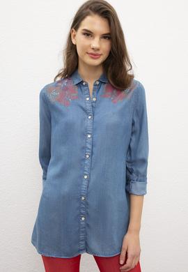 Kadın Mavi Denim Gömlek - 50201651004