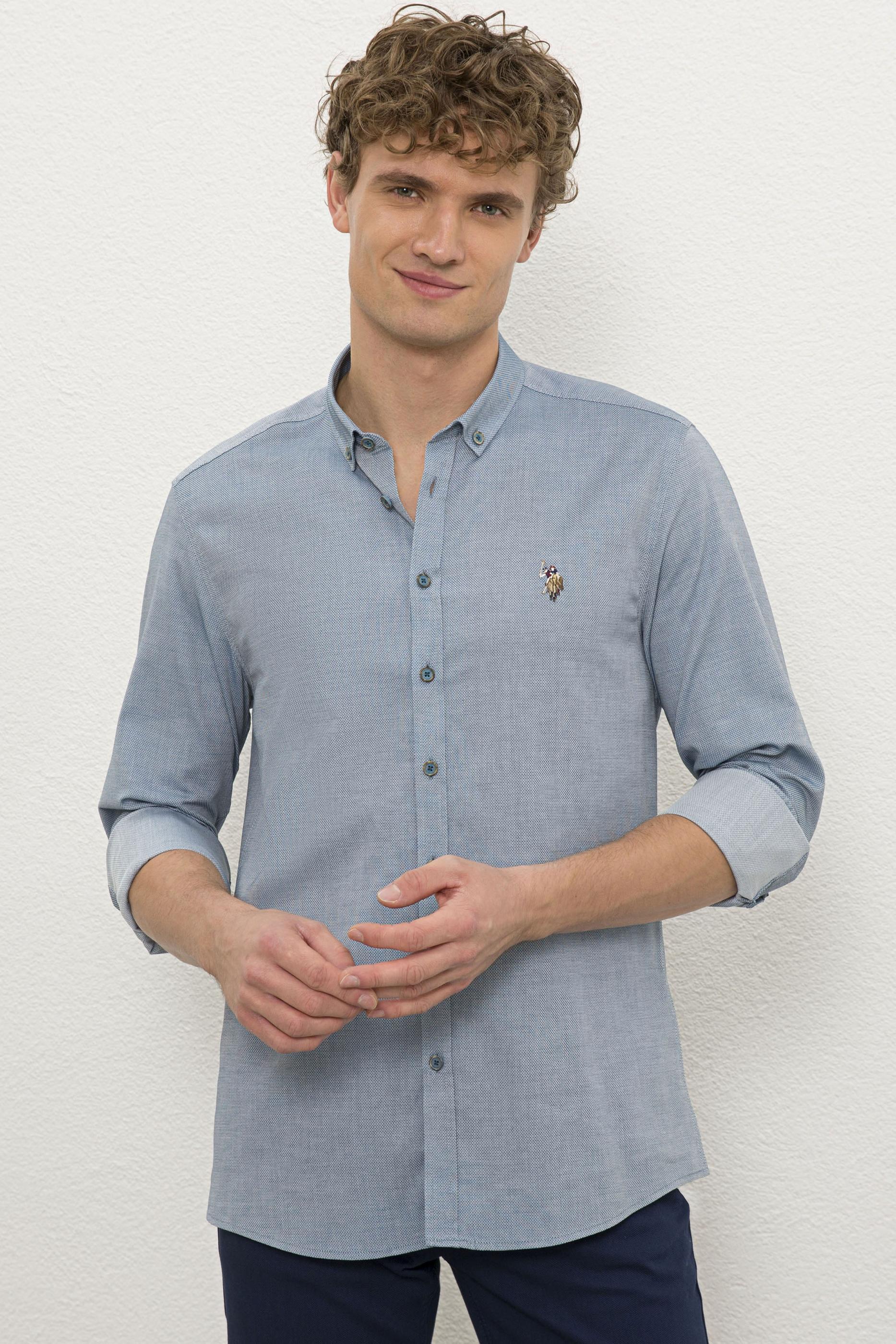 Erkek Mavi Gömlek Uzunkol Basic