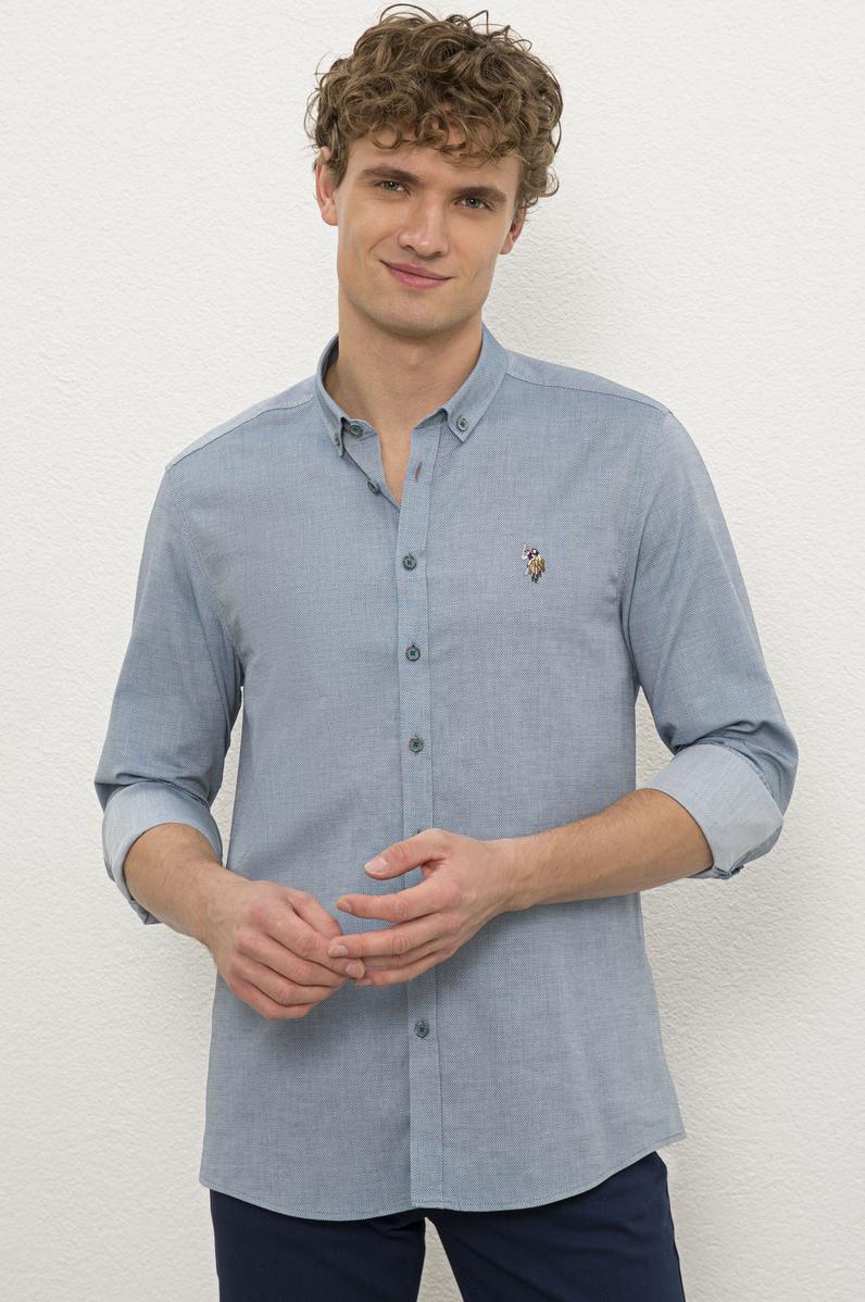 Erkek Mavi Gömlek Uzunkol Basic