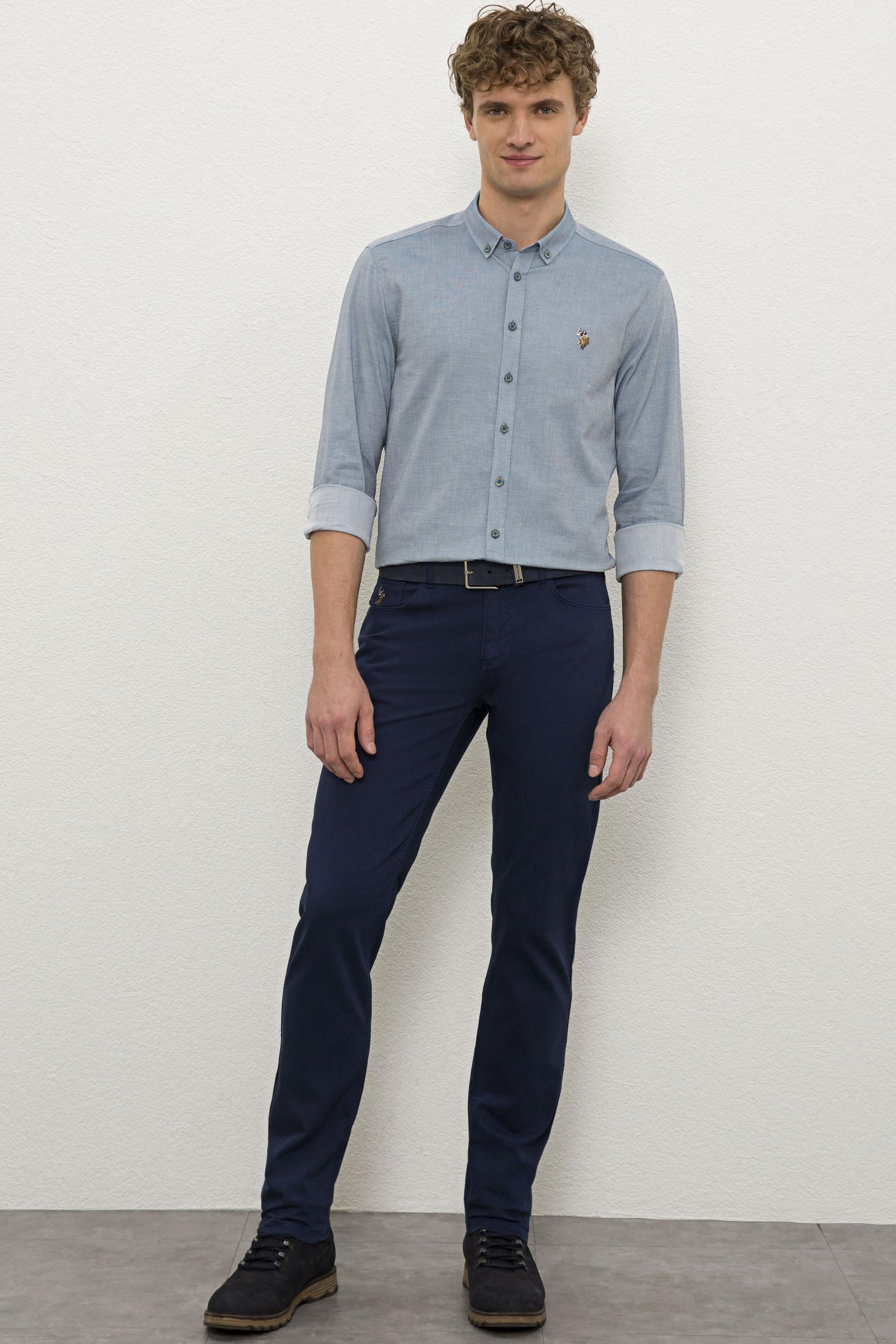 Erkek Mavi Gömlek Uzunkol Basic