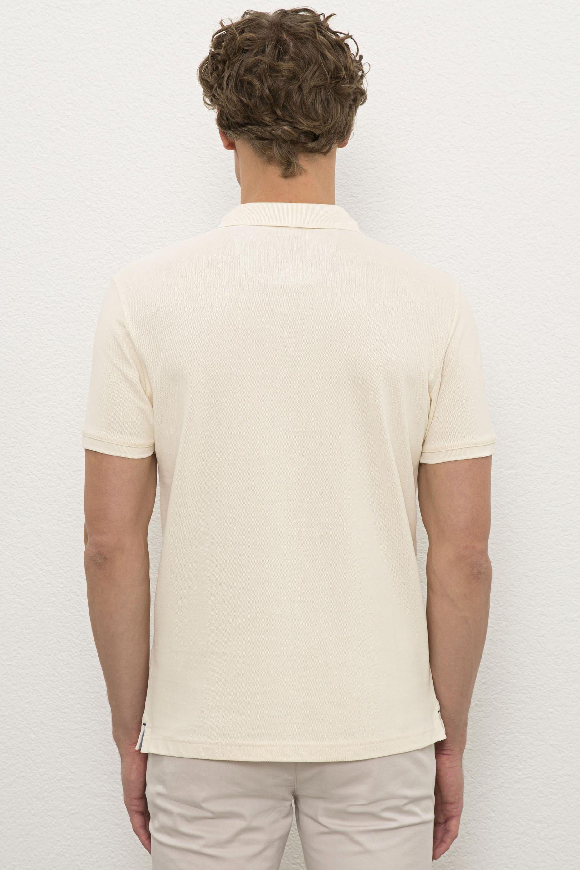 Erkek Ecru Polo Yaka T-Shirt Basic