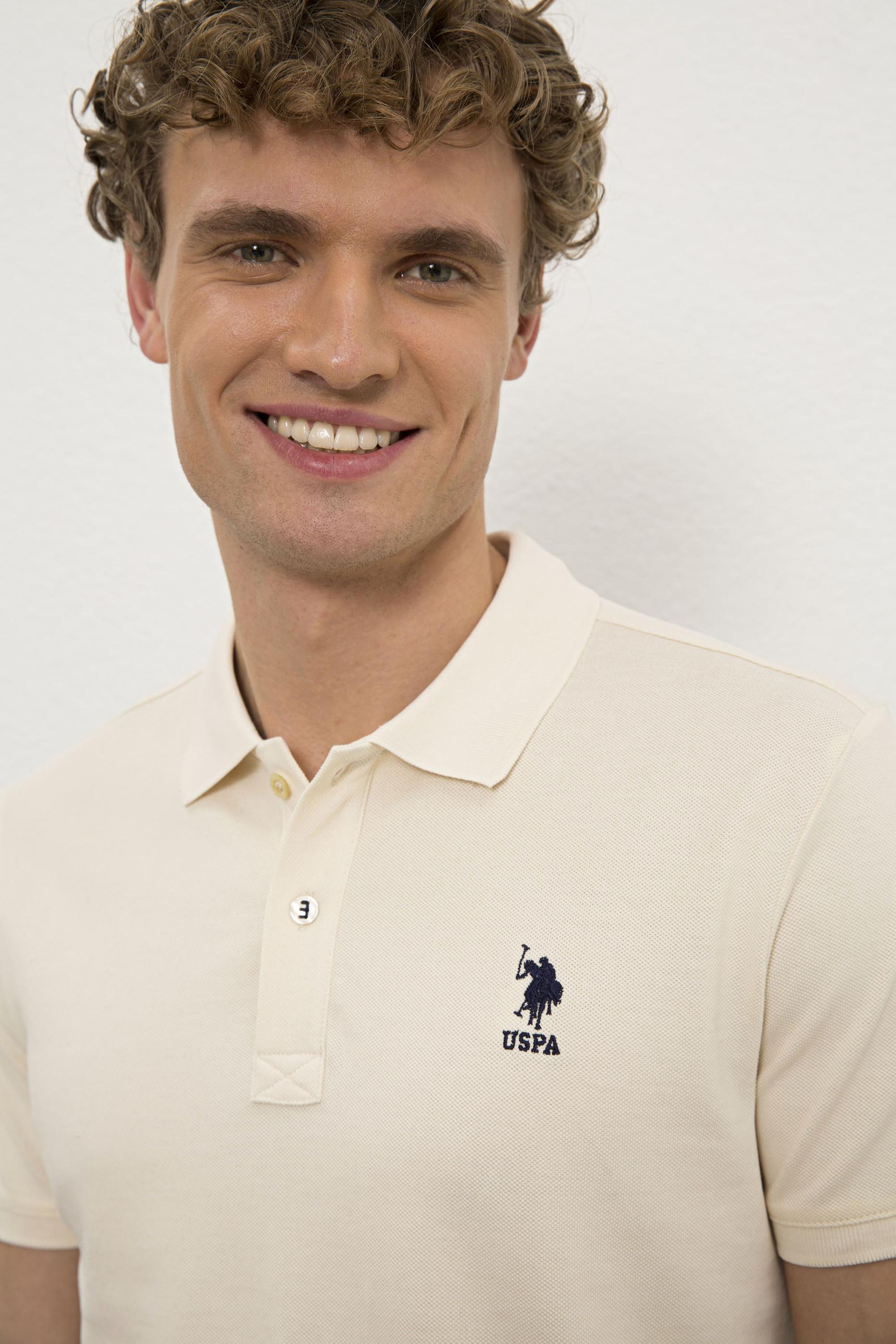 Erkek Ecru Polo Yaka T-Shirt Basic