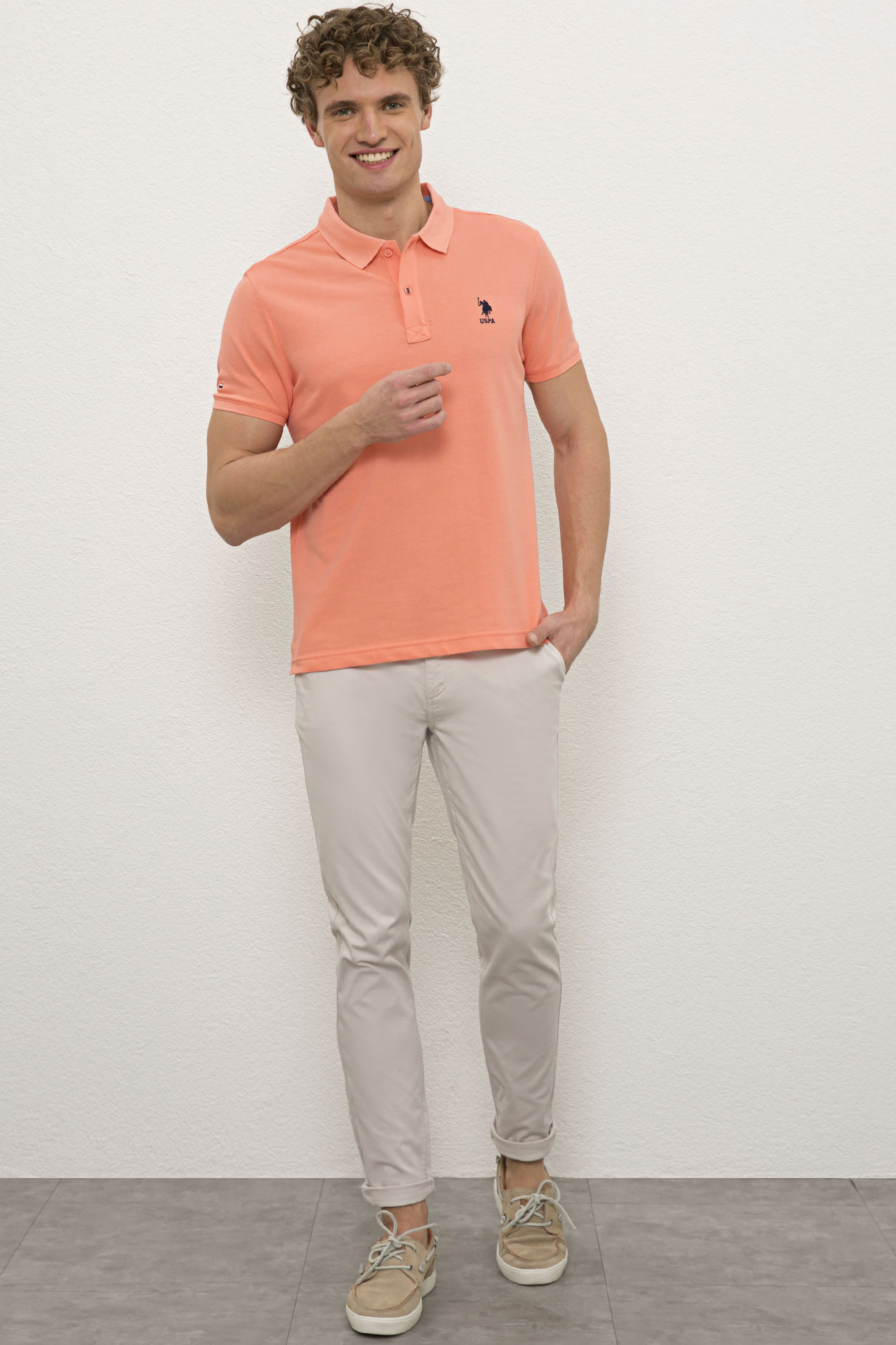 Erkek Somon Polo Yaka T-Shirt Basic - Image 4