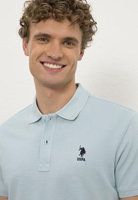 Erkek Acık İndigo Polo Yaka Basic T-Shirt - 50222632218