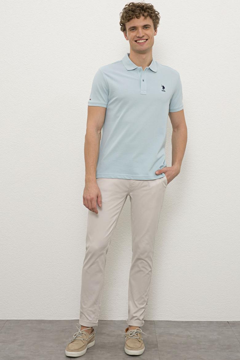 Erkek Acık İndigo Polo Yaka Basic T-Shirt - 50222632218