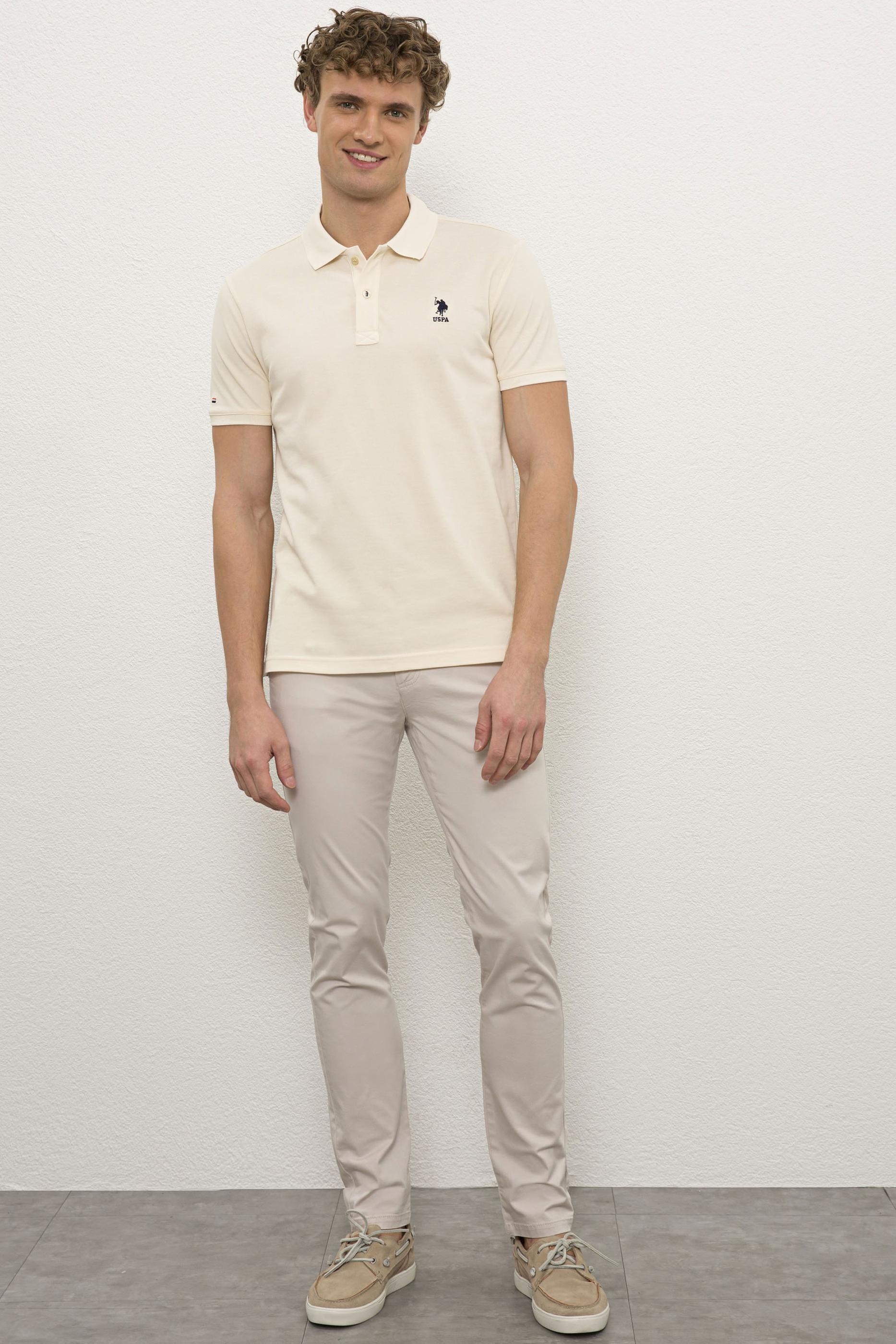 Erkek Ecru Polo Yaka T-Shirt Basic