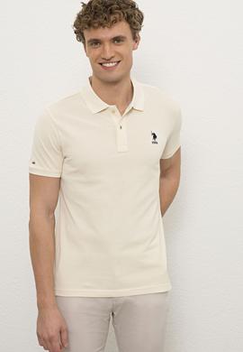 Erkek Ecru Polo Yaka T-Shirt Basic - 50222632209