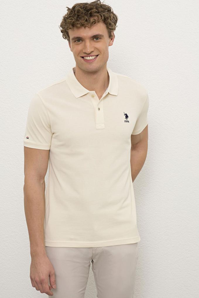Erkek Ecru Polo Yaka T-Shirt Basic
