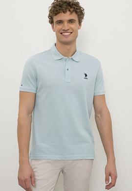 Erkek Acık İndigo Polo Yaka Basic T-Shirt - 50222632218