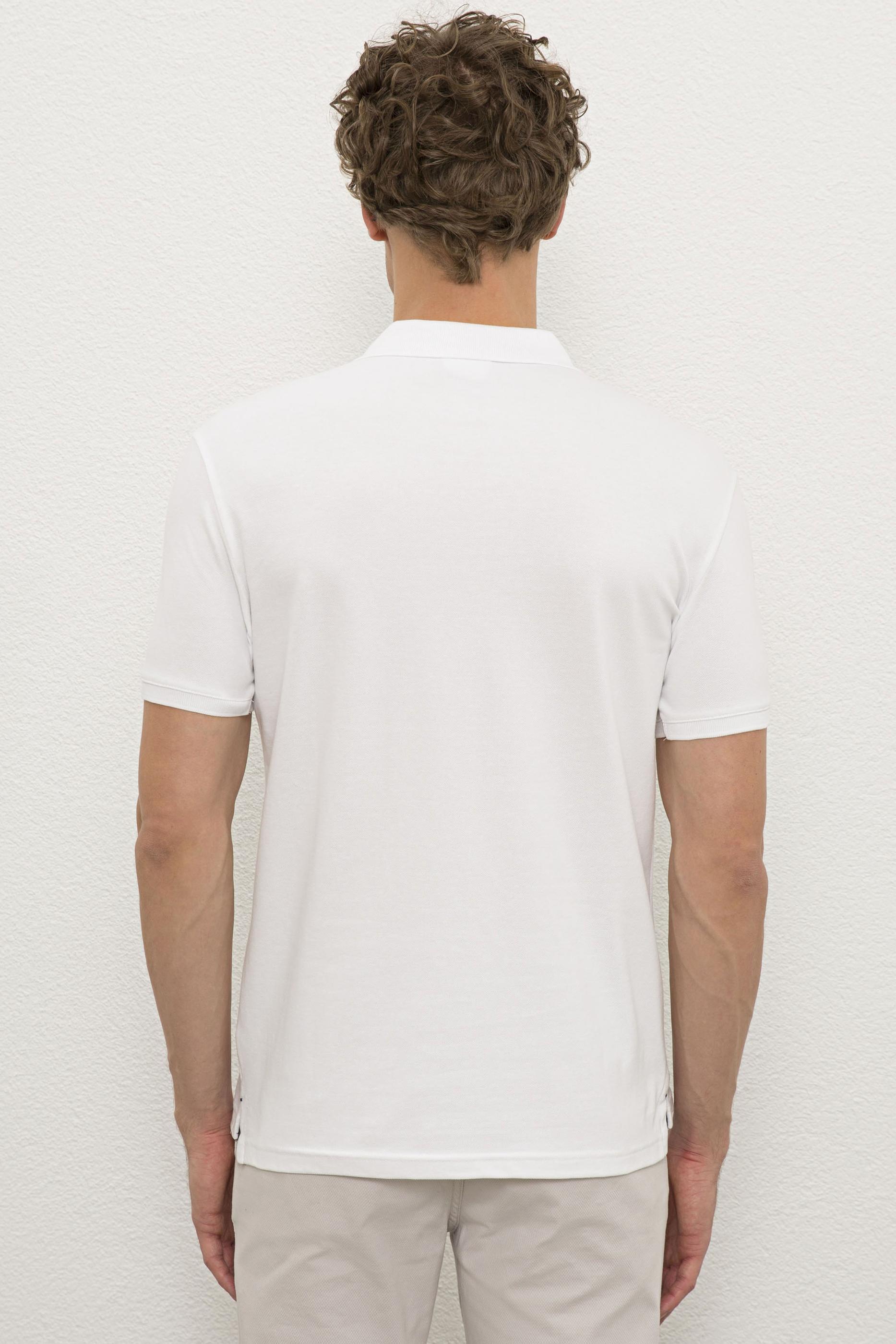 Erkek Beyaz Polo Yaka T-Shirt Basic