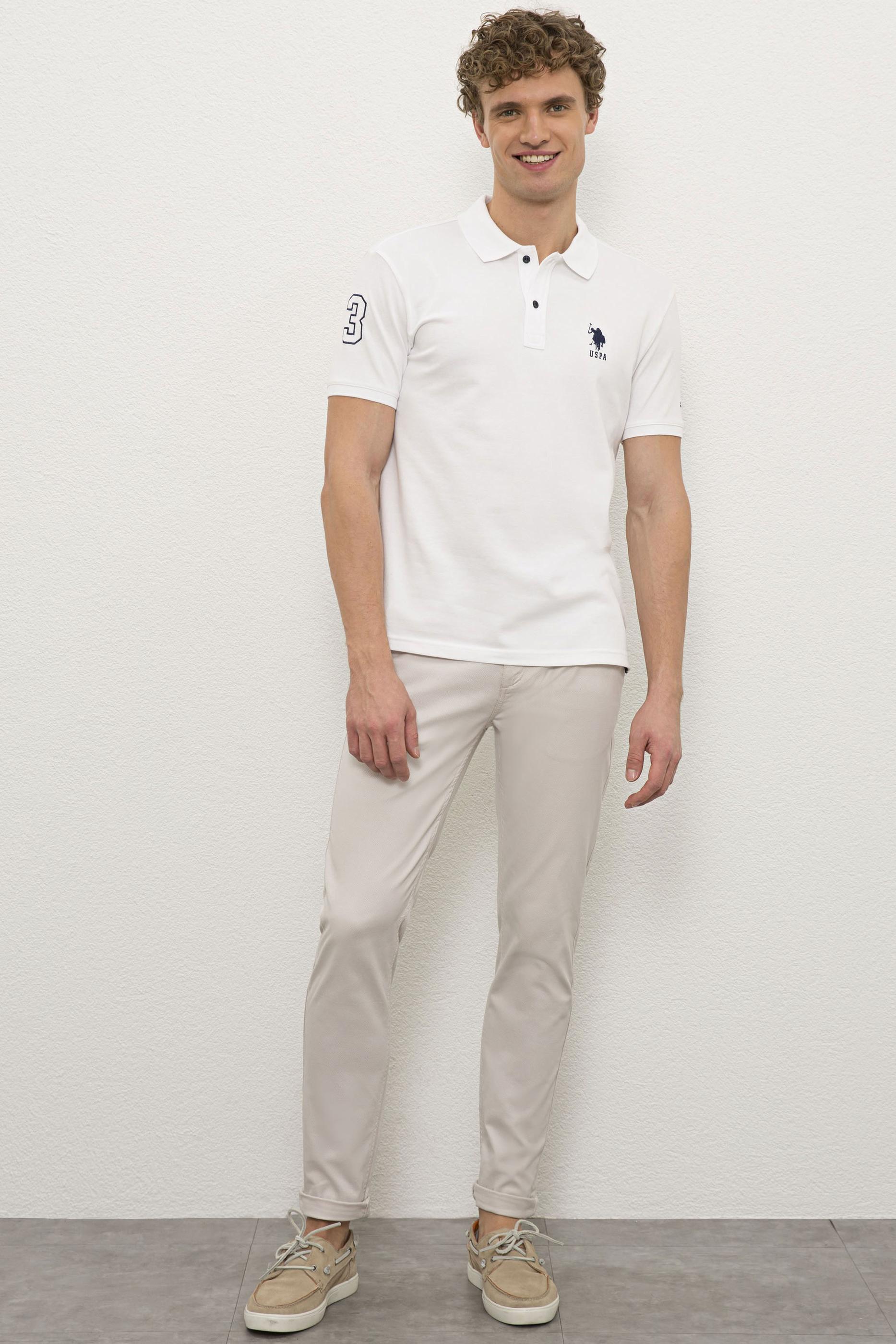 Erkek Beyaz Polo Yaka T-Shirt Basic