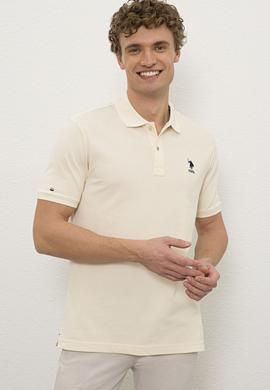 Erkek Ecru Polo Yaka T-Shirt Basic - 50222614126