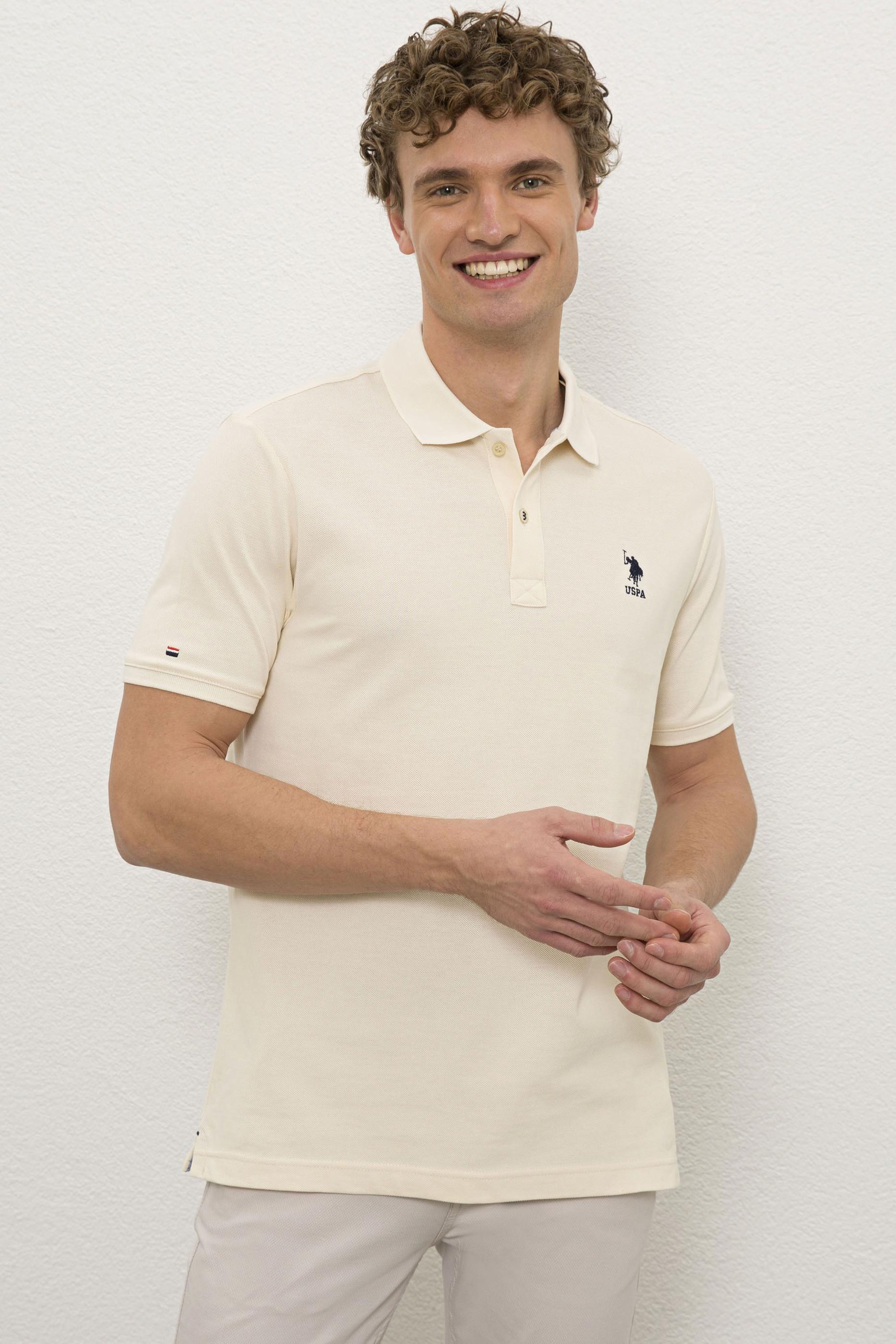 Erkek Ecru Polo Yaka T-Shirt Basic