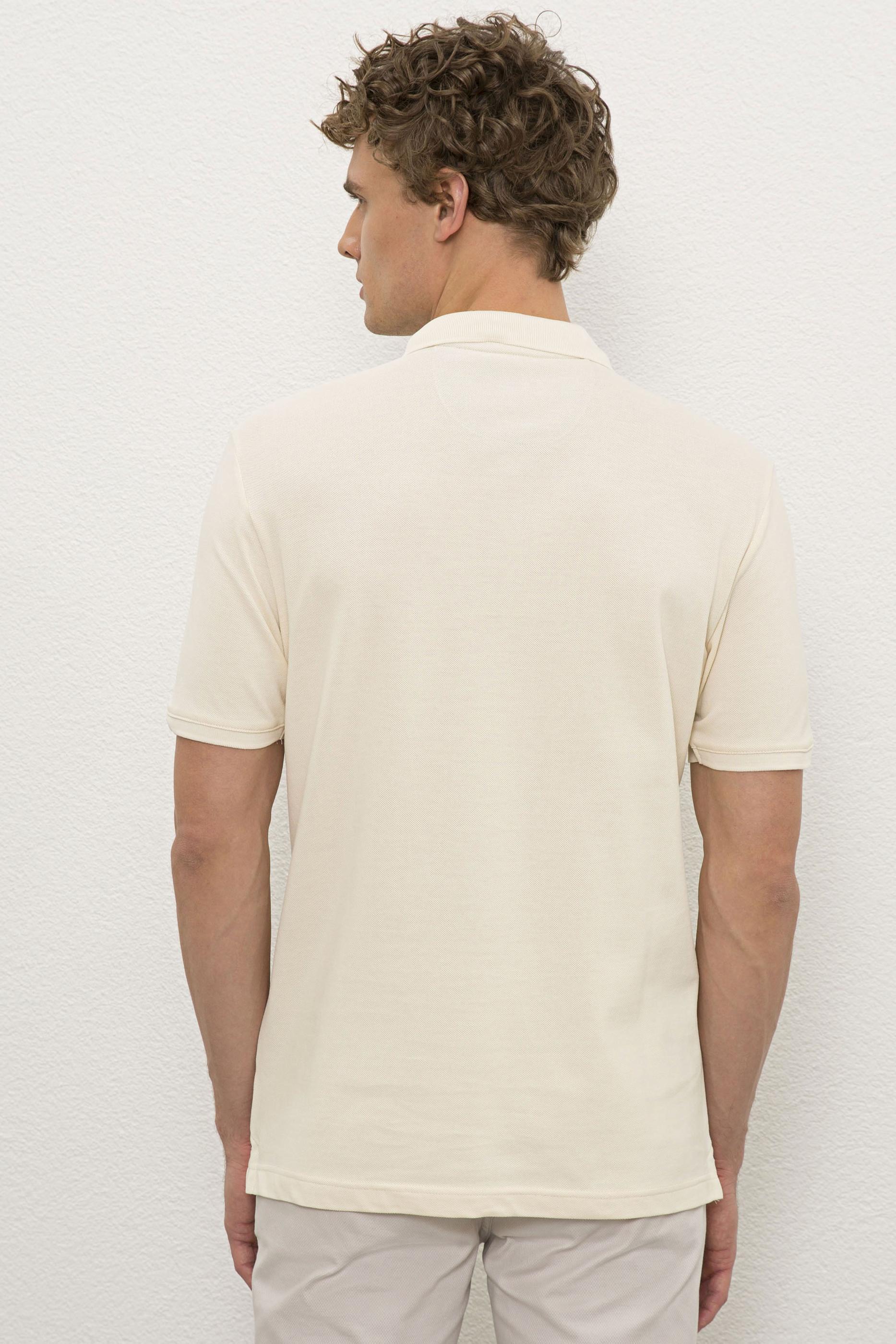 Erkek Ecru Polo Yaka T-Shirt Basic