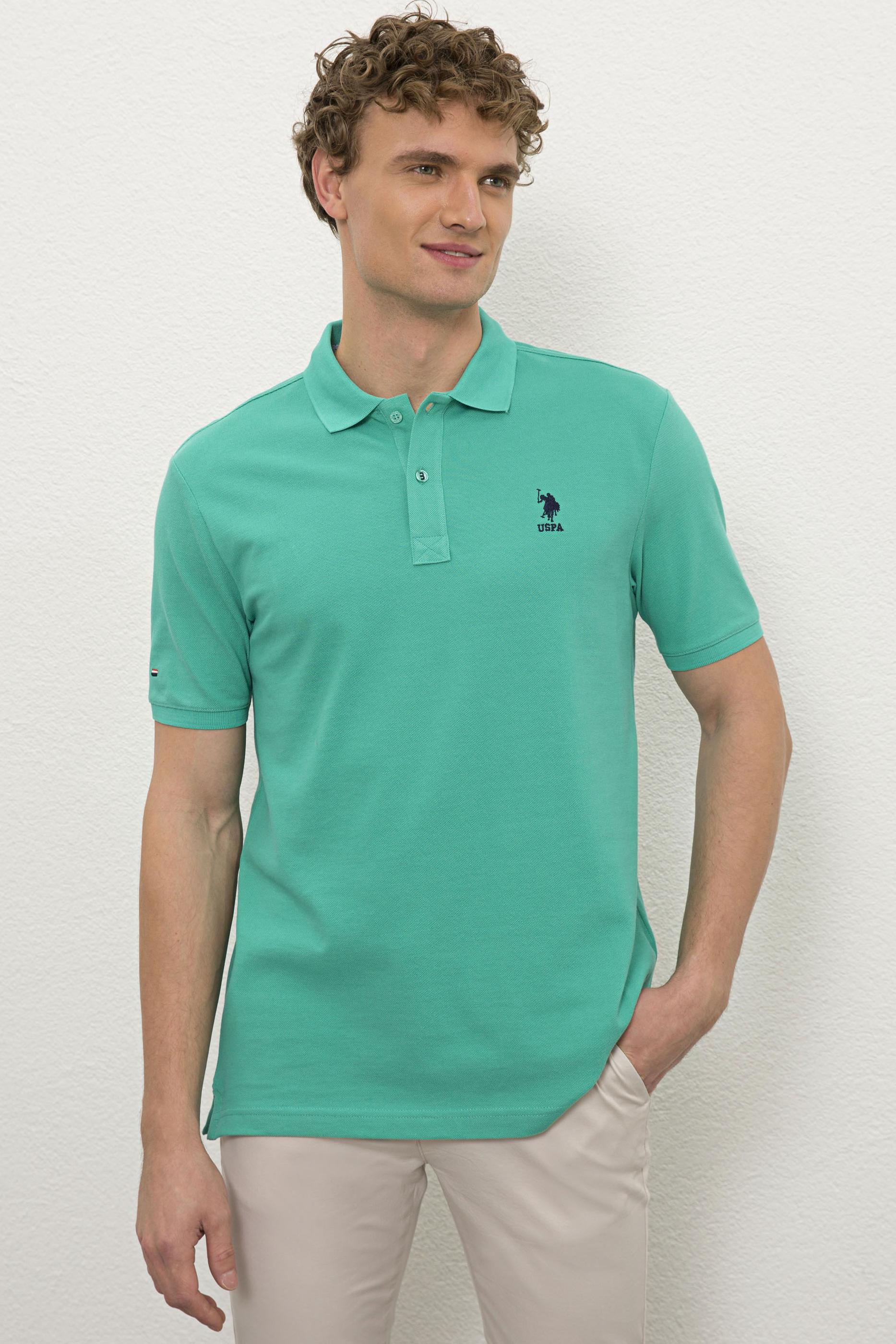 Erkek Yeşil Polo Yaka T-Shirt Basic