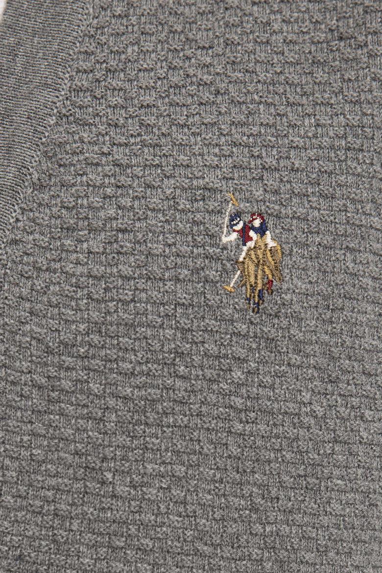 Erkek Gri Melanj V-Yaka Triko Hırka Basic - 50224887003