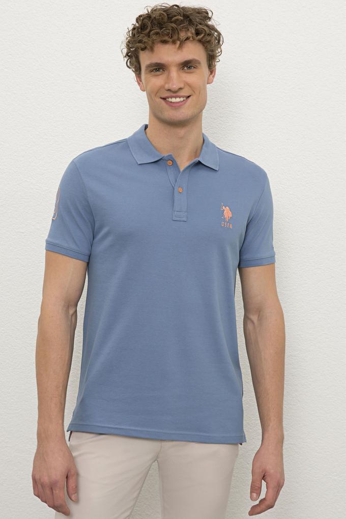 Erkek İndigo Polo Yaka T-Shirt Basic
