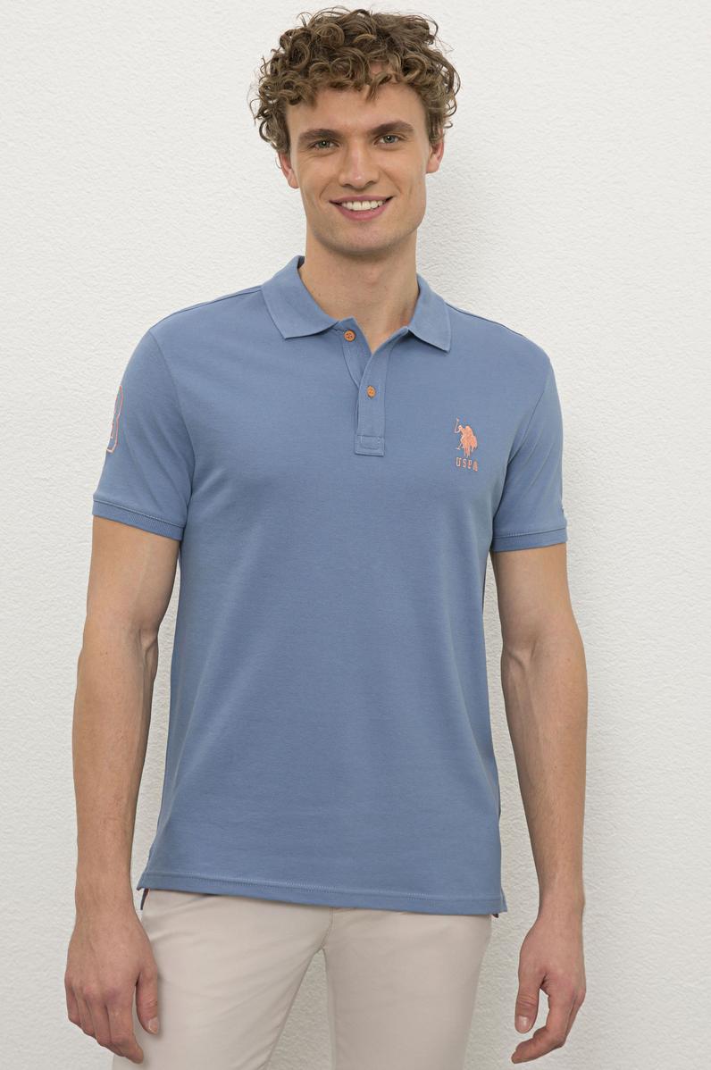 Erkek İndigo Polo Yaka T-Shirt Basic