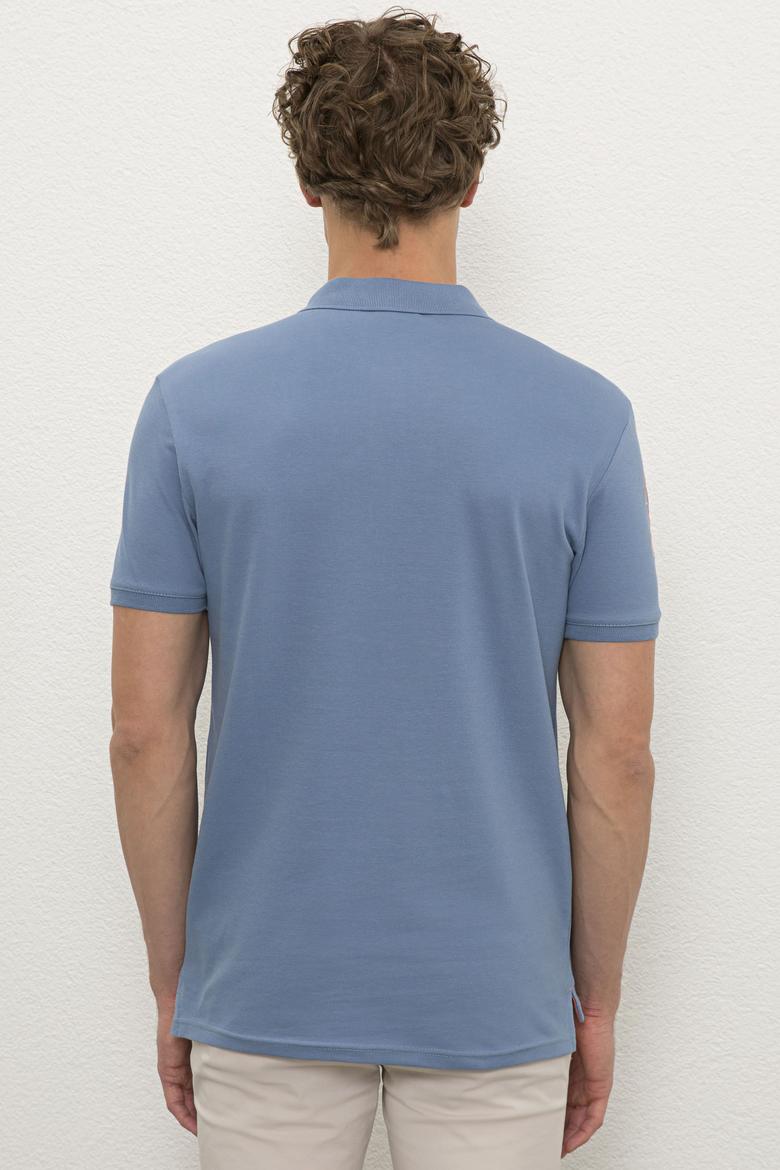 Erkek İndigo Polo Yaka T-Shirt Basic - 50221070018