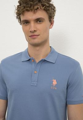 Erkek İndigo Polo Yaka T-Shirt Basic - 50221070018
