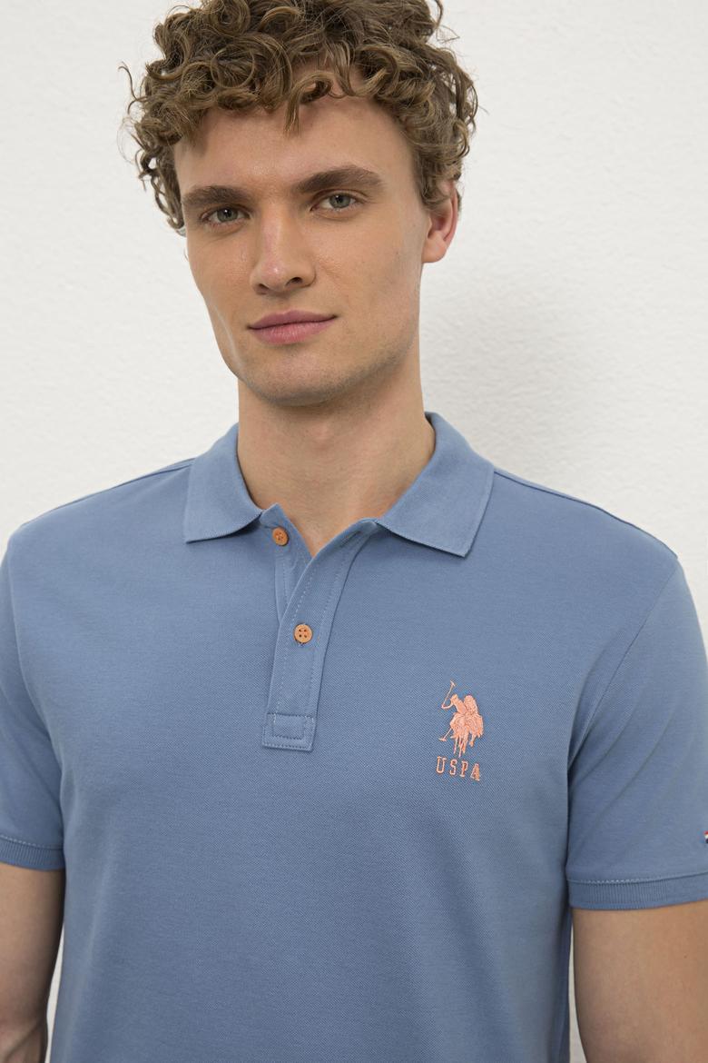 Erkek İndigo Polo Yaka T-Shirt Basic - 50221070018