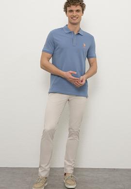 Erkek İndigo Polo Yaka T-Shirt Basic - 50221070018