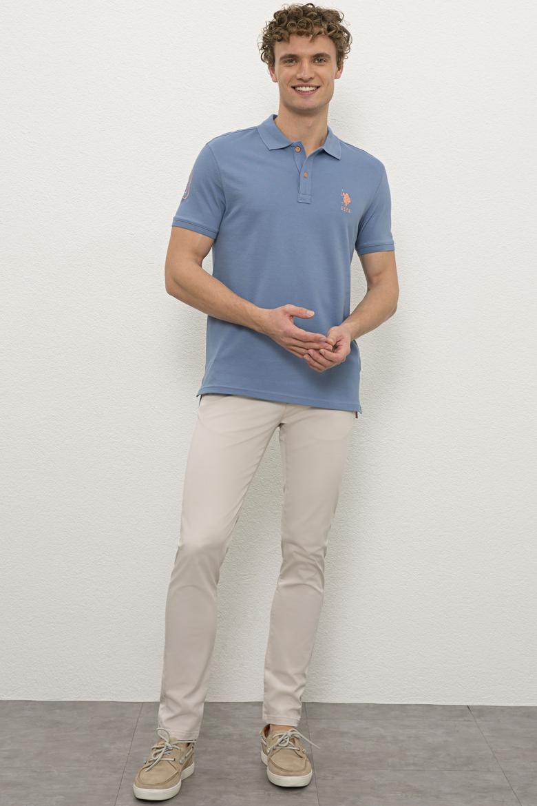 Erkek İndigo Polo Yaka T-Shirt Basic - 50221070018