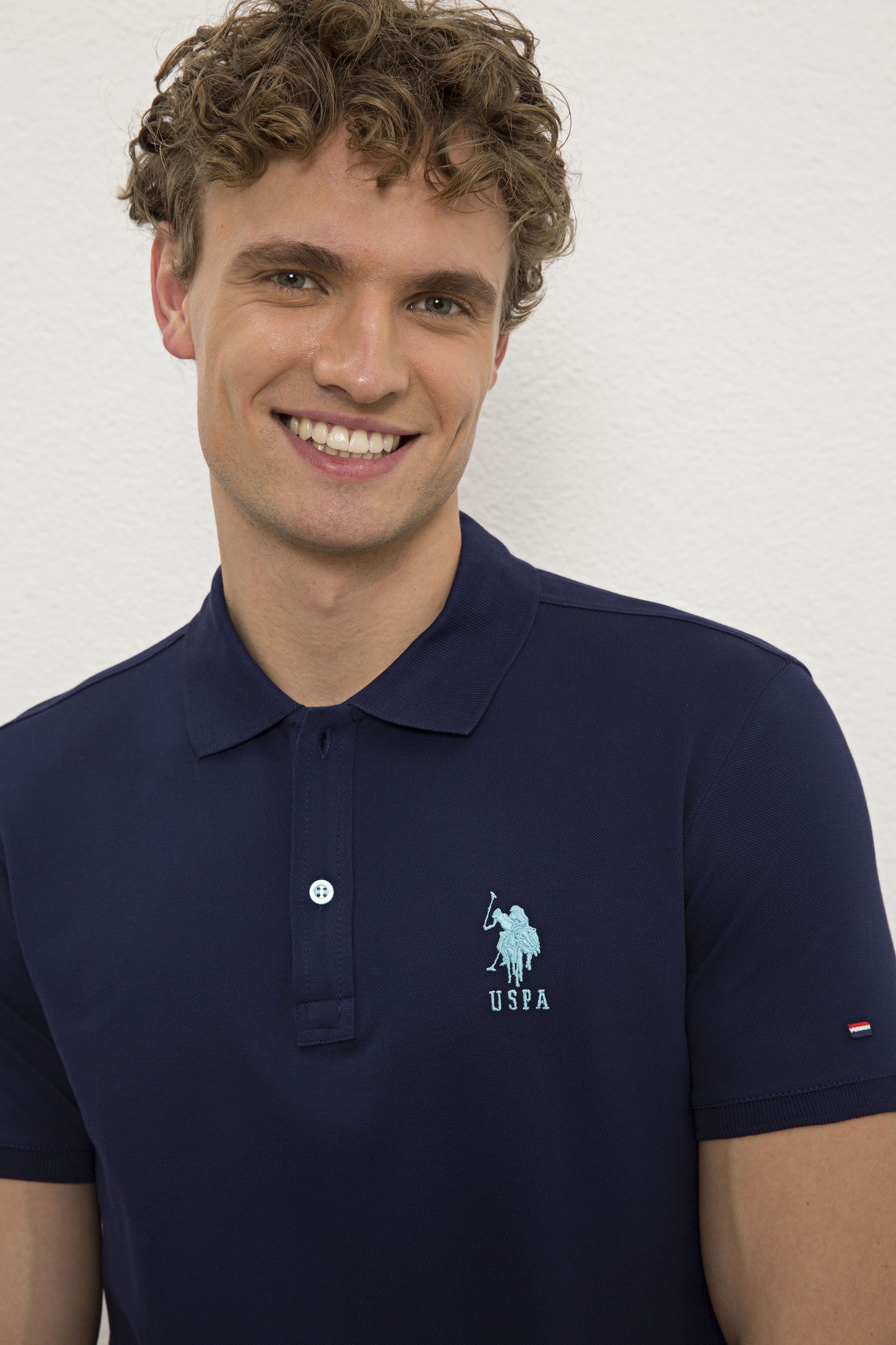 Erkek Lacivert Polo Yaka T-Shirt Basic - Image 2