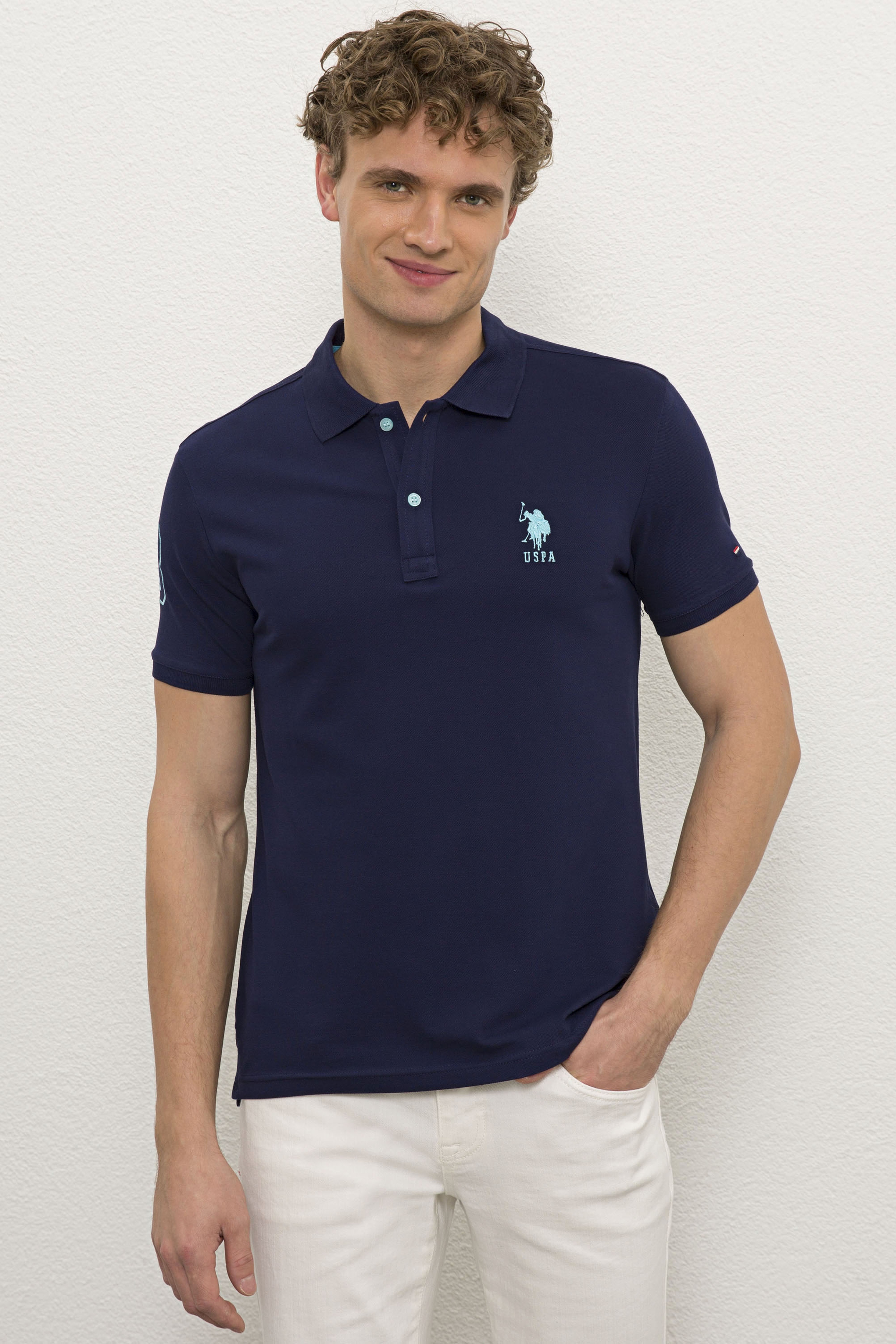 Erkek Lacivert Polo Yaka T-Shirt Basic