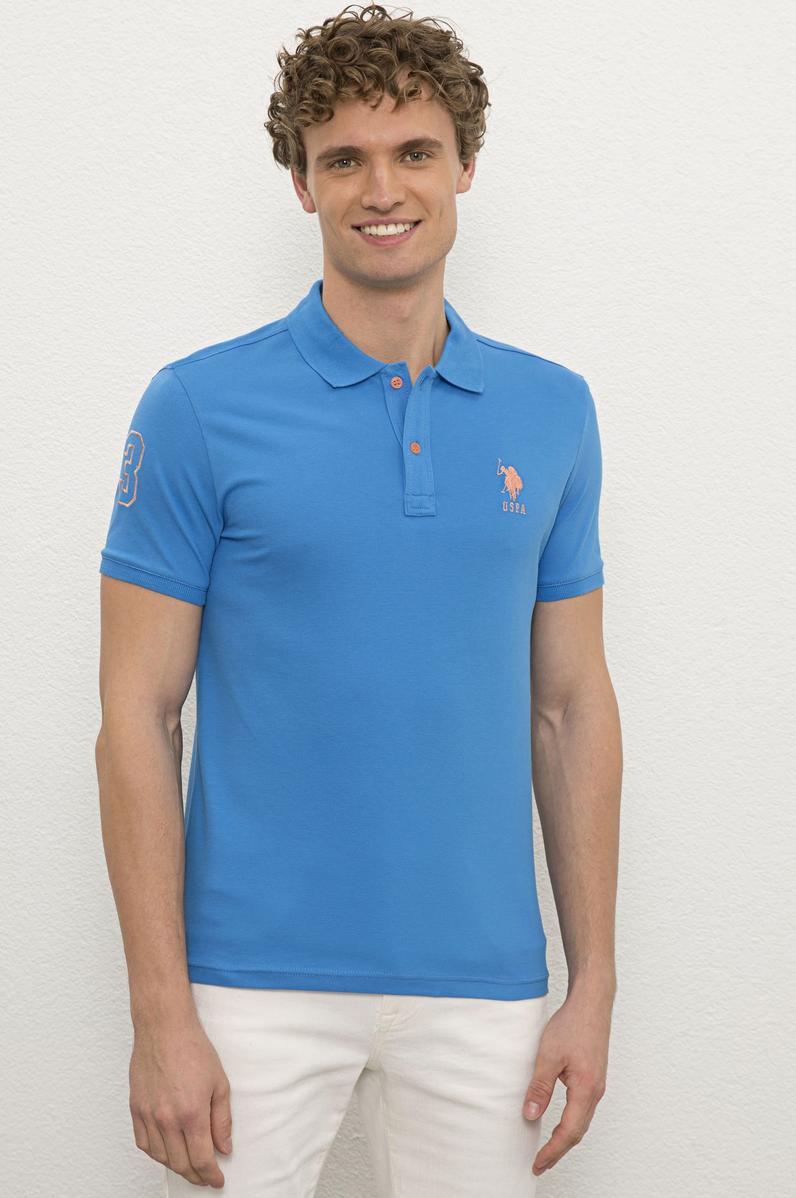 Erkek Kobalt Polo Yaka T-Shirt Basic