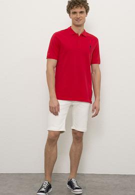 Erkek Kırmızı Polo Yaka Basic Tişört - 50222614035