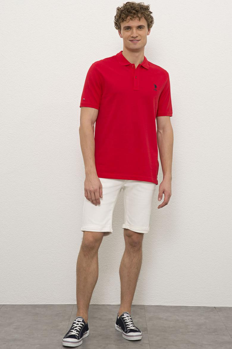 Erkek Kırmızı Polo Yaka Basic Tişört - 50222614035