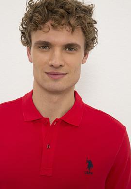 Erkek Kırmızı Polo Yaka Basic Tişört - 50222614035