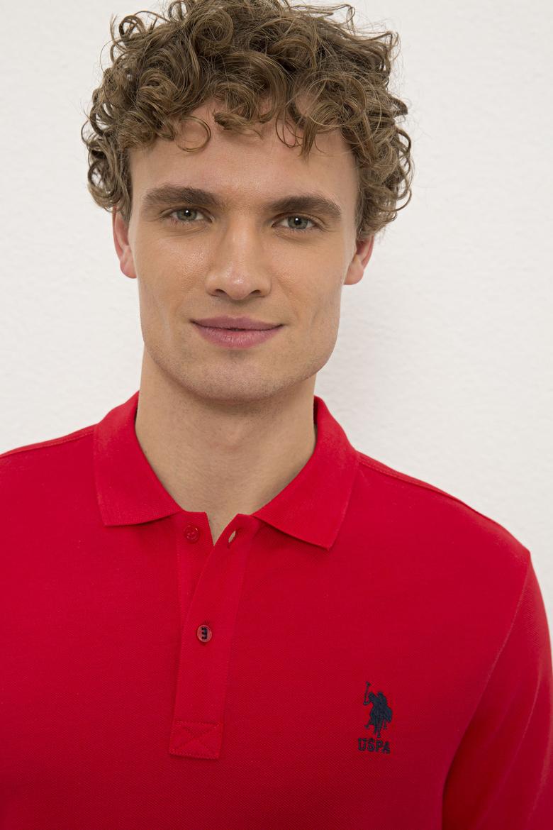 Erkek Kırmızı Polo Yaka Basic Tişört - 50222614035