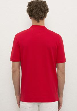 Erkek Kırmızı Polo Yaka Basic Tişört - 50222614035