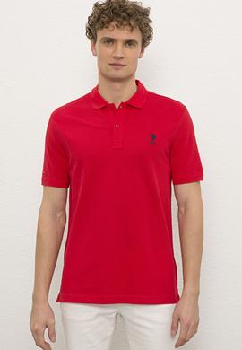 Erkek Kırmızı Polo Yaka Basic Tişört - 50222614035