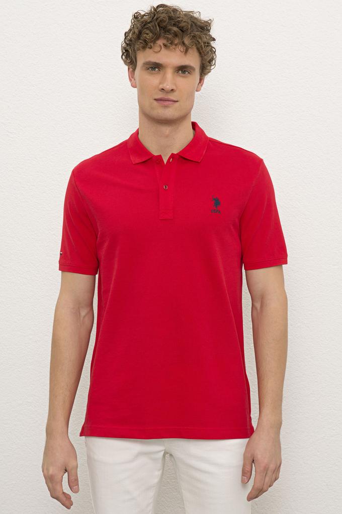 Erkek Kırmızı Polo Yaka Basic Tişört